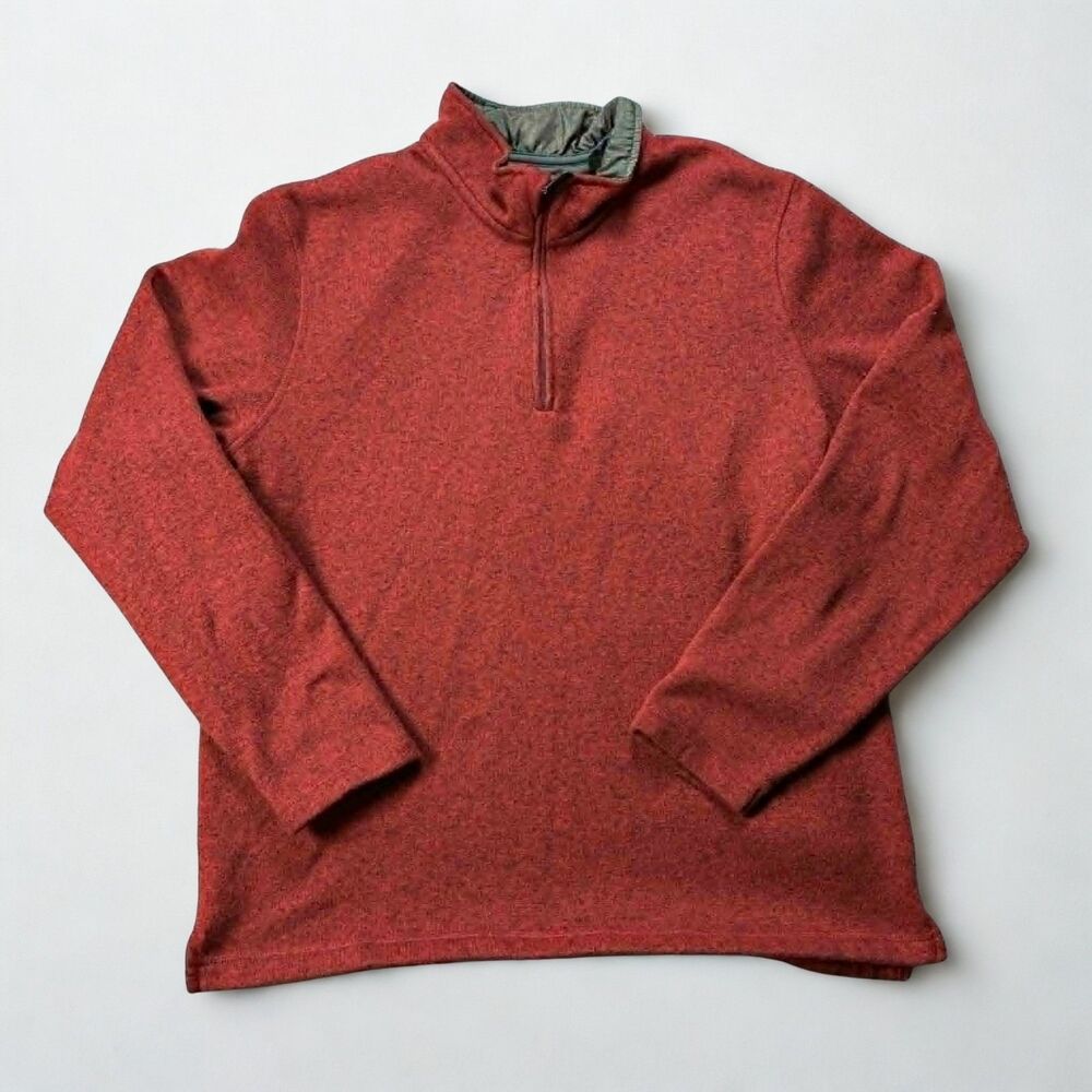Wrangler Authentics Pullover Mens Large 1/4 Zip Fleece Polyester Red Casual